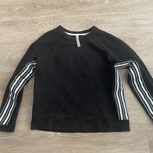Athleta black sweatshirt with white stripes